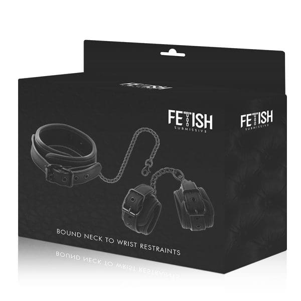 FETISH SUBMISSIVE - VEGAN LEATHER NECKLACE AND HANDCUFFS WITH NOPRENE LINING 10